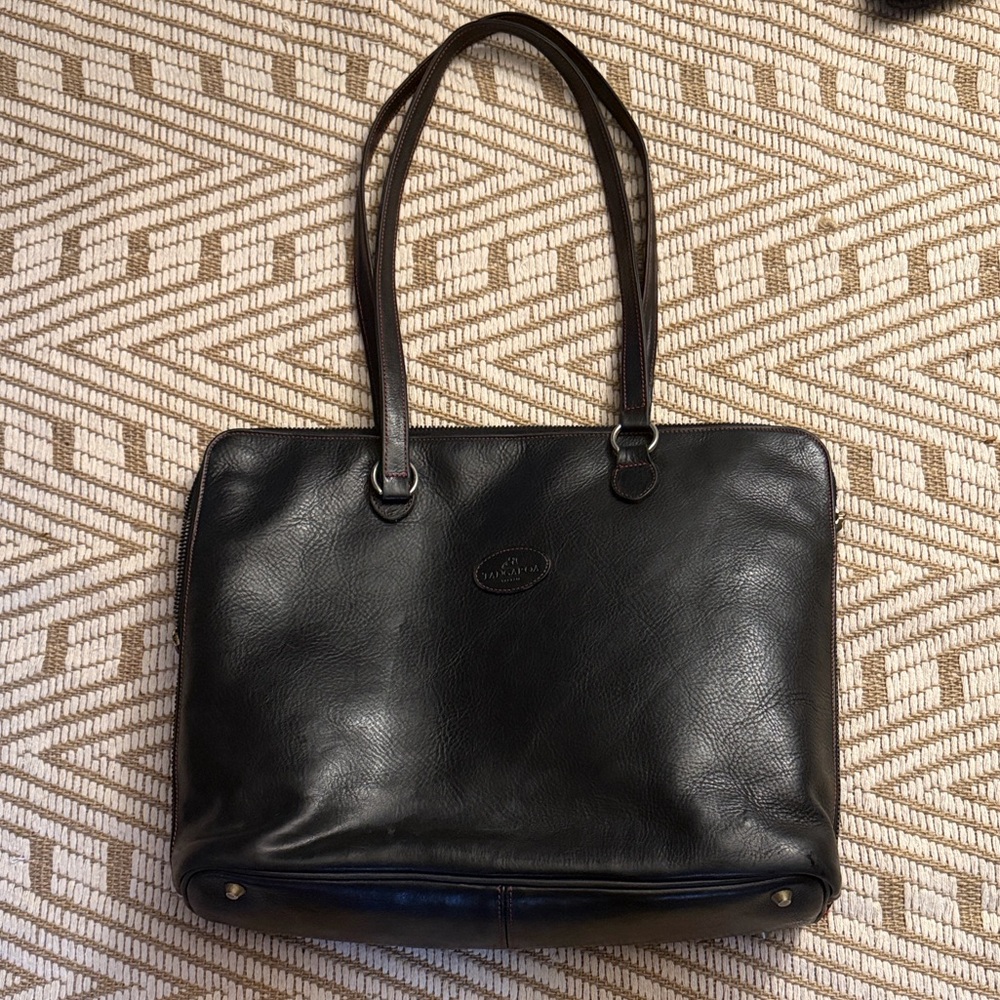 Tangaroa Black Leather Large Tote Bag with certificate